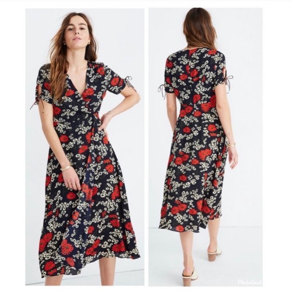 Madewell Hillside Daisy Floral Midi Wrap Dress
